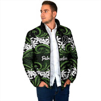 Personalised Cook Islands Palmerston Padded Jacket Tiare Maori Polynesian Waves Tattoo