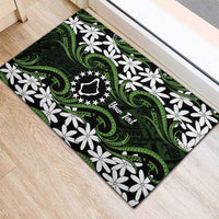 Personalised Cook Islands Palmerston Rubber Doormat Tiare Maori Polynesian Waves Tattoo