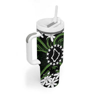 Personalised Cook Islands Palmerston Tumbler With Handle Tiare Maori Polynesian Waves Tattoo