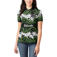 Personalised Cook Islands Palmerston Women Polo Shirt Tiare Maori Polynesian Waves Tattoo LT14 - Polynesian Pride