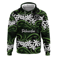Personalised Cook Islands Palmerston Zip Hoodie Tiare Maori Polynesian Waves Tattoo