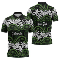 Personalised Cook Islands Palmerston Zipper Polo Shirt Tiare Maori Polynesian Waves Tattoo