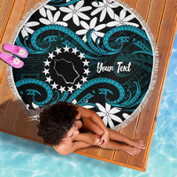 Personalised Cook Islands Penrhyn Atoll Beach Blanket Tiare Maori Polynesian Waves Tattoo