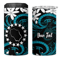 Personalised Cook Islands Penrhyn Atoll 4 in 1 Can Cooler Tumbler Tiare Maori Polynesian Waves Tattoo LT14 One Size: 16 oz Blue - Polynesian Pride