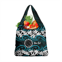 Personalised Cook Islands Penrhyn Atoll Grocery Bag Tiare Maori Polynesian Waves Tattoo