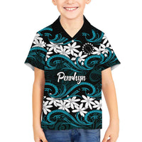 Personalised Cook Islands Penrhyn Atoll Hawaiian Shirt Tiare Maori Polynesian Waves Tattoo