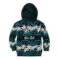 Personalised Cook Islands Penrhyn Atoll Kid Hoodie Tiare Maori Polynesian Waves Tattoo