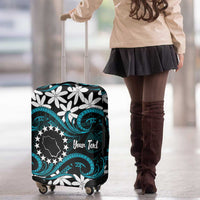 Personalised Cook Islands Penrhyn Atoll Luggage Cover Tiare Maori Polynesian Waves Tattoo
