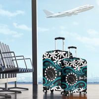 Personalised Cook Islands Penrhyn Atoll Luggage Cover Tiare Maori Polynesian Waves Tattoo