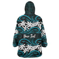 Personalised Cook Islands Penrhyn Atoll Wearable Blanket Hoodie Tiare Maori Polynesian Waves Tattoo LT14 - Polynesian Pride