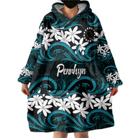 Personalised Cook Islands Penrhyn Atoll Wearable Blanket Hoodie Tiare Maori Polynesian Waves Tattoo LT14 - Polynesian Pride