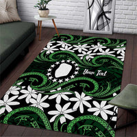 Personalised Cook Islands Mitiaro Area Rug Tiare Maori Polynesian Waves Tattoo