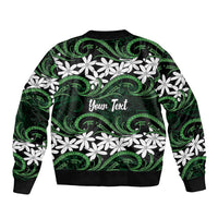 Personalised Cook Islands Mitiaro Bomber Jacket Tiare Maori Polynesian Waves Tattoo