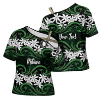 Personalised Cook Islands Mitiaro Cross Shoulder Shirt Tiare Maori Polynesian Waves Tattoo