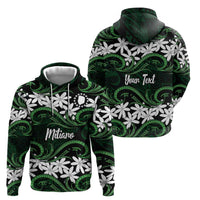 Personalised Cook Islands Mitiaro Hoodie Tiare Maori Polynesian Waves Tattoo