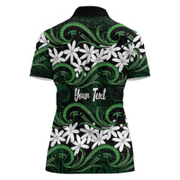 Personalised Cook Islands Mitiaro Women Polo Shirt Tiare Maori Polynesian Waves Tattoo