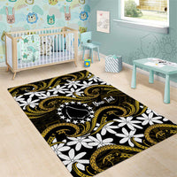 Personalised Cook Islands Manihiki Area Rug Tiare Maori Polynesian Waves Tattoo