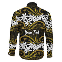 Personalised Cook Islands Manihiki Family Matching Long Sleeve Bodycon Dress and Hawaiian Shirt Tiare Maori Polynesian Waves Tattoo LT14 - Polynesian Pride