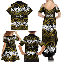 Personalised Cook Islands Manihiki Family Matching Summer Maxi Dress and Hawaiian Shirt Tiare Maori Polynesian Waves Tattoo LT14 - Polynesian Pride