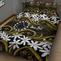Personalised Cook Islands Manihiki Quilt Bed Set Tiare Maori Polynesian Waves Tattoo