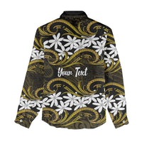 Personalised Cook Islands Manihiki Women Casual Shirt Tiare Maori Polynesian Waves Tattoo LT14 - Polynesian Pride