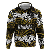Personalised Cook Islands Manihiki Zip Hoodie Tiare Maori Polynesian Waves Tattoo