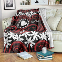 Personalised Cook Islands Atiu Enuamanu Blanket Tiare Maori Polynesian Waves Tattoo