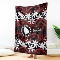 Personalised Cook Islands Atiu Enuamanu Blanket Tiare Maori Polynesian Waves Tattoo