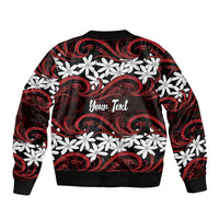 Personalised Cook Islands Atiu Enuamanu Bomber Jacket Tiare Maori Polynesian Waves Tattoo