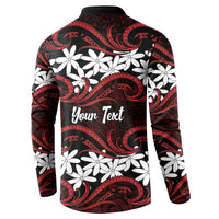 Personalised Cook Islands Atiu Enuamanu Button Sweatshirt Tiare Maori Polynesian Waves Tattoo