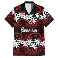 Personalised Cook Islands Atiu Enuamanu Family Matching Off The Shoulder Long Sleeve Dress and Hawaiian Shirt Tiare Maori Polynesian Waves Tattoo LT14 Dad's Shirt - Short Sleeve Red - Polynesian Pride