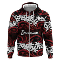 Personalised Cook Islands Atiu Enuamanu Hoodie Tiare Maori Polynesian Waves Tattoo LT14 Zip Hoodie Red - Polynesian Pride