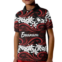 Personalised Cook Islands Atiu Enuamanu Kid Polo Shirt Tiare Maori Polynesian Waves Tattoo LT14 Kid Red - Polynesian Pride