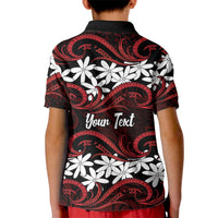 Personalised Cook Islands Atiu Enuamanu Kid Polo Shirt Tiare Maori Polynesian Waves Tattoo LT14 - Polynesian Pride