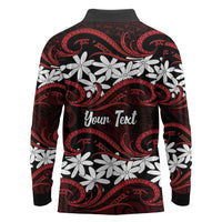 Personalised Cook Islands Atiu Enuamanu Long Sleeve Polo Shirt Tiare Maori Polynesian Waves Tattoo LT14 - Polynesian Pride