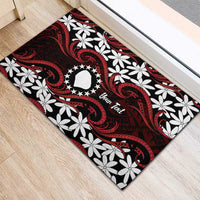 Personalised Cook Islands Atiu Enuamanu Rubber Doormat Tiare Maori Polynesian Waves Tattoo