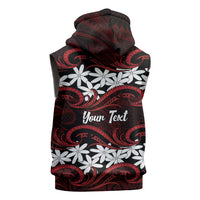 Personalised Cook Islands Atiu Enuamanu Sleeveless Zip Hoodie Tiare Maori Polynesian Waves Tattoo LT14 - Polynesian Pride