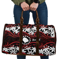 Personalised Cook Islands Atiu Enuamanu Travel Bag Tiare Maori Polynesian Waves Tattoo LT14 Red - Polynesian Pride