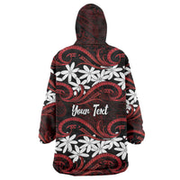 Personalised Cook Islands Atiu Enuamanu Wearable Blanket Hoodie Tiare Maori Polynesian Waves Tattoo LT14 - Polynesian Pride