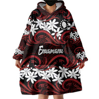 Personalised Cook Islands Atiu Enuamanu Wearable Blanket Hoodie Tiare Maori Polynesian Waves Tattoo LT14 - Polynesian Pride