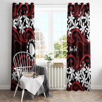 Personalised Cook Islands Atiu Enuamanu Window Curtain Tiare Maori Polynesian Waves Tattoo