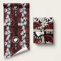 Personalised Cook Islands Atiu Enuamanu Wrapping Paper Tiare Maori Polynesian Waves Tattoo