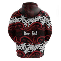 Personalised Cook Islands Atiu Enuamanu Zip Hoodie Tiare Maori Polynesian Waves Tattoo LT14 - Polynesian Pride