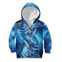 New Zealand Humpback Whale Matariki Kid Hoodie Maori New Year Taniko Niho Taniwha LT14 Zip Hoodie Blue - Polynesian Pride