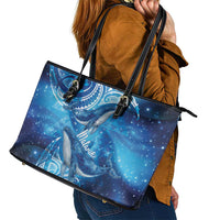 New Zealand Humpback Whale Matariki Leather Tote Bag Maori New Year Taniko Niho Taniwha LT14 - Polynesian Pride