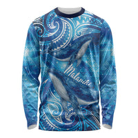 New Zealand Humpback Whale Matariki Long Sleeve Shirt Maori New Year Taniko Niho Taniwha LT14 Unisex Blue - Polynesian Pride