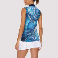 New Zealand Humpback Whale Matariki Women Sleeveless Polo Shirt Maori New Year Taniko Niho Taniwha LT14 - Polynesian Pride