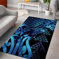 Humpback Whale Matariki New Zealand Area Rug NZ Maori Paikea Poutama Luxury Blue LT14 - Polynesian Pride