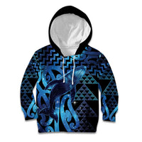 Humpback Whale Matariki New Zealand Kid Hoodie NZ Maori Paikea Poutama Luxury Blue LT14 Hoodie Blue - Polynesian Pride
