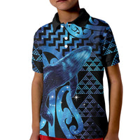 Humpback Whale Matariki New Zealand Kid Polo Shirt NZ Maori Paikea Poutama Luxury Blue LT14 Kid Blue - Polynesian Pride